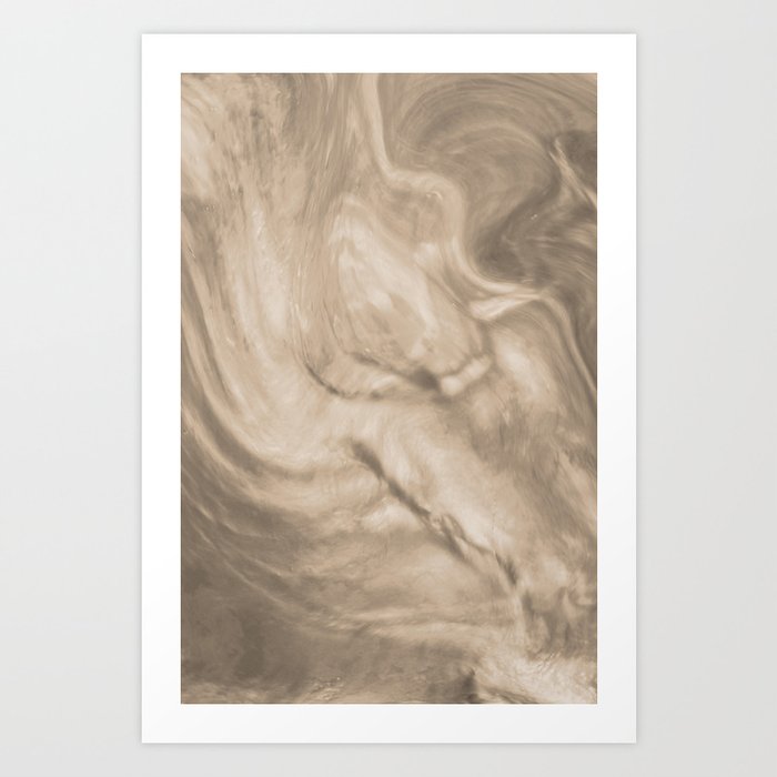 Pantone Hazelnut Flowing Pearlescent Haze, Opalescent Fluid Art Art Print