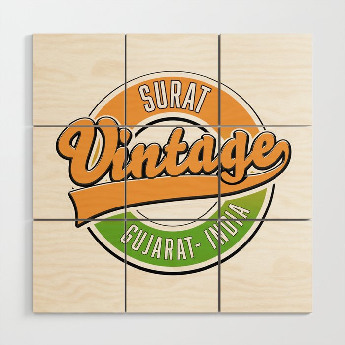 Surat vintage style logo Wood Wall Art
