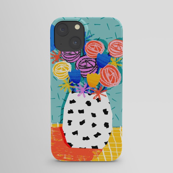 Legit - throwback abstract floral still life memphis retro 80s style vase with flowers iPhone Case
