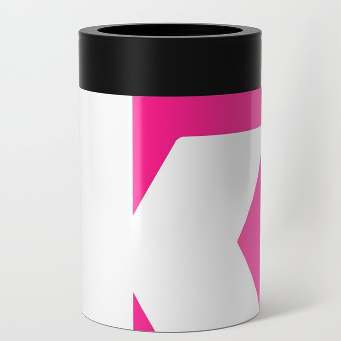 k (White & Dark Pink Letter) Can Cooler