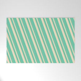 [ Thumbnail: Bisque & Aquamarine Colored Stripes/Lines Pattern Welcome Mat ]
