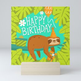 Happy Birthday Sloth Mini Art Print