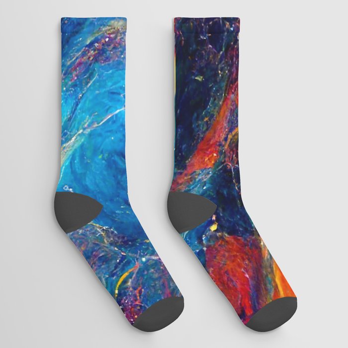 Multi-Colored Galactic Marble Socks