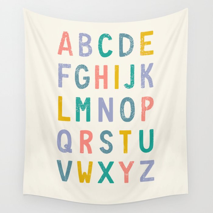 Vintage Alphabet ABCs - Pastel Wall Tapestry
