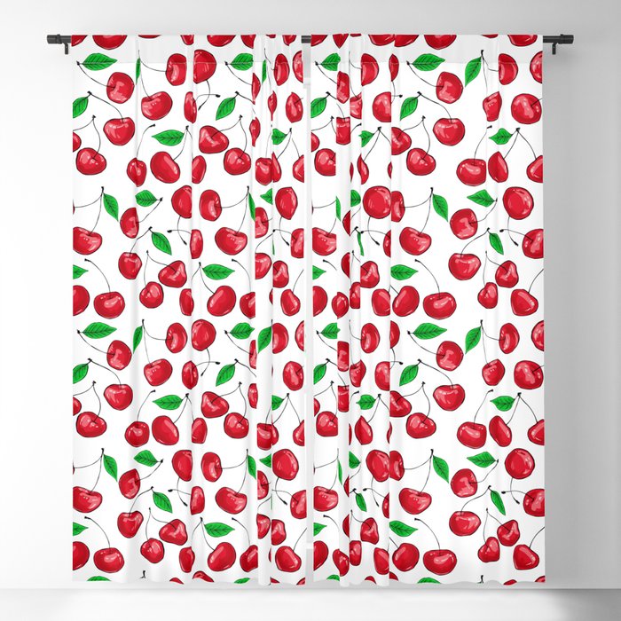 Seamless pattern design with fresh red cherries Blackout Curtain