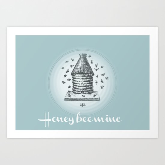 Honey Bee Mine {teal} Art Print