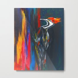 Fire Bird: Pileated Woodpecker Metal Print | Warm, Red, Woodpeckers, Pileated Woodpecker, Animal, Painting, Evahoedeman, Acrylic, Expressionism, Black 