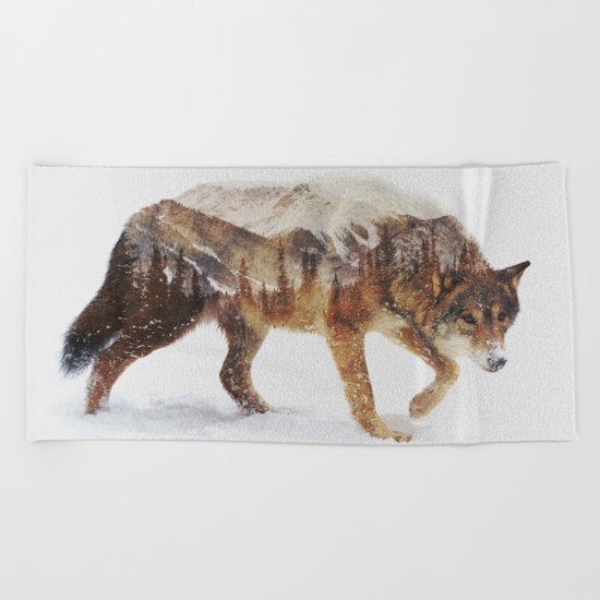 Arctic Wolf Beach Towel