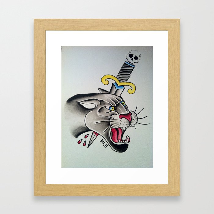 Panther with Dagger Flash Framed Art Print