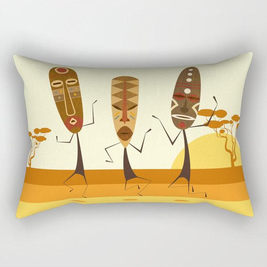 Tribal Mask Dance Rectangular Pillow