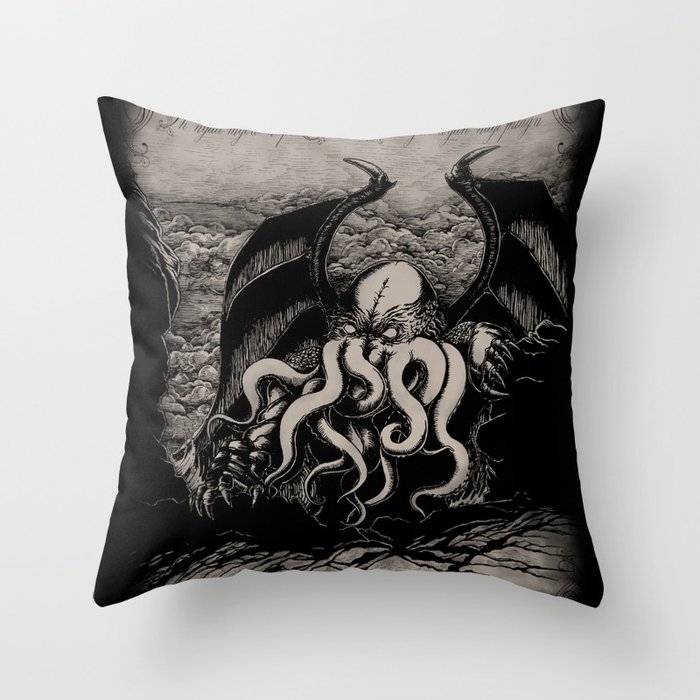 The Rise of Great Cthulhu Throw Pillow