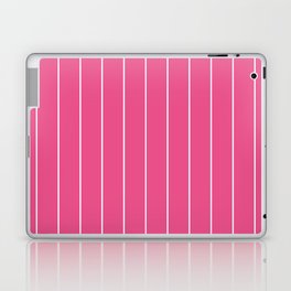 Simple White Stripes on Intense Pink Background Laptop Skin