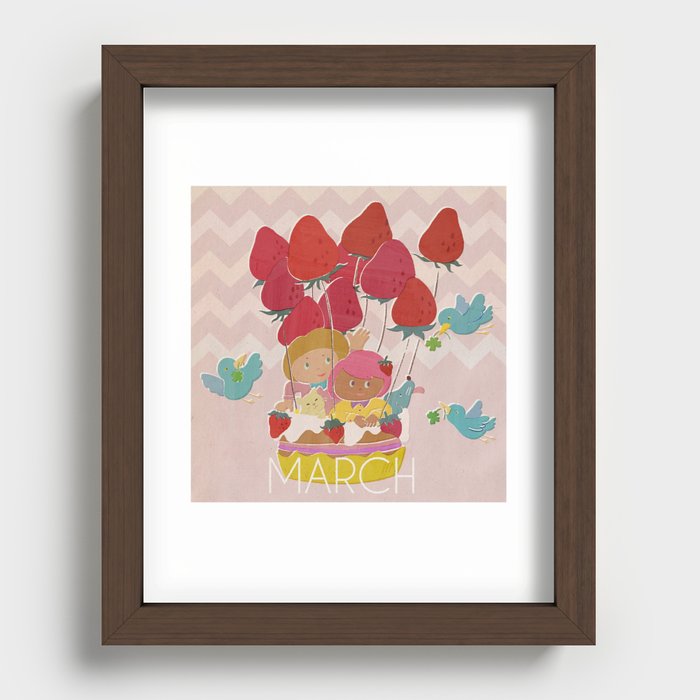 Strawberry balloon Recessed Framed Print