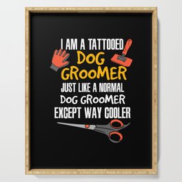 Tattooed Dog Groomer Serving Tray