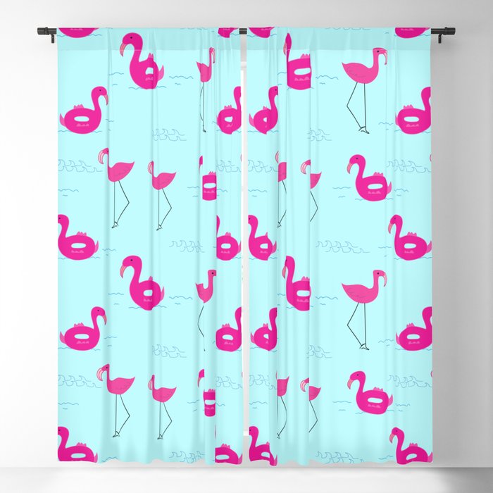 Pink Flamingo Pond Blackout Curtain
