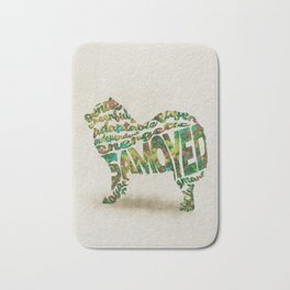 Samoyed Dog Typography Art / Watercolor Painting Bath Mat | Samoyeddog, Doglovers, Minimalist, Samoyed, Samoyedportrait, Doggifts, Dogart, Dog, Memorial, Samoyedart 
