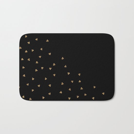 Gold Sparkle Glitter Heart- Luxury and glamour Hearts pattern Bath Mat