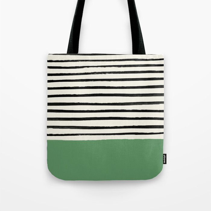 Moss Green x Stripes Tote Bag