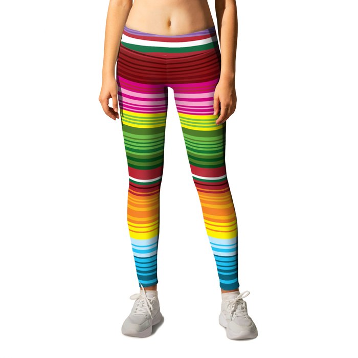 Mexican Blanket - Rainbow Striped Leggings by Nikki White
