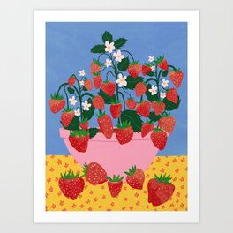 Potted Strawberries Art Print