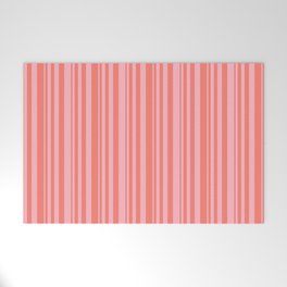 [ Thumbnail: Salmon and Light Pink Colored Lined Pattern Welcome Mat ]