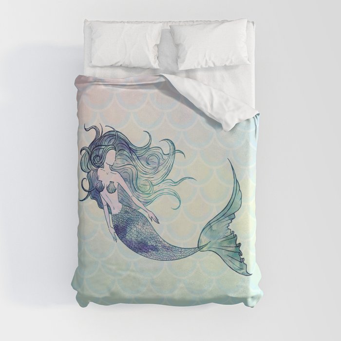 Watercolor Mermaid Duvet Cover