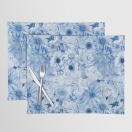 cerulean blue floral bouquet aesthetic array Placemat