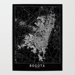Bogota Black Map Poster