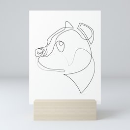 Pitbull - one line drawing Mini Art Print | Oneline, Lineart, Singleline, Continuousline, Figurative, Pitbull, Blackandwhite, Simplicity, Fineart, Minimal 