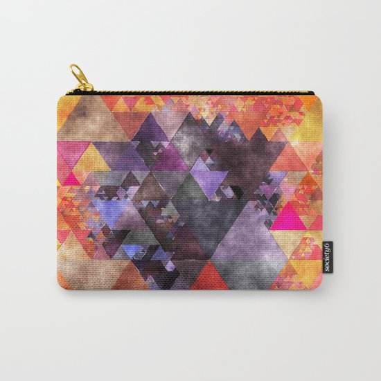 Abstract fire red yellow blue Triangle pattern- Watercolor Illustration Carry-All Pouch
