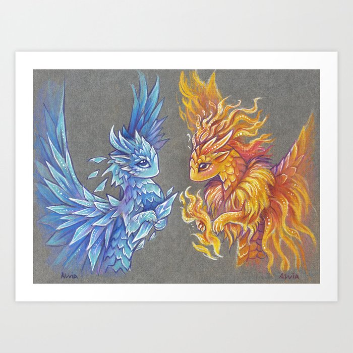 Ice And Fire Art Print By Alviaalcedo
