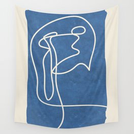 Sophisticated Lines on Blue 4 Wall Tapestry