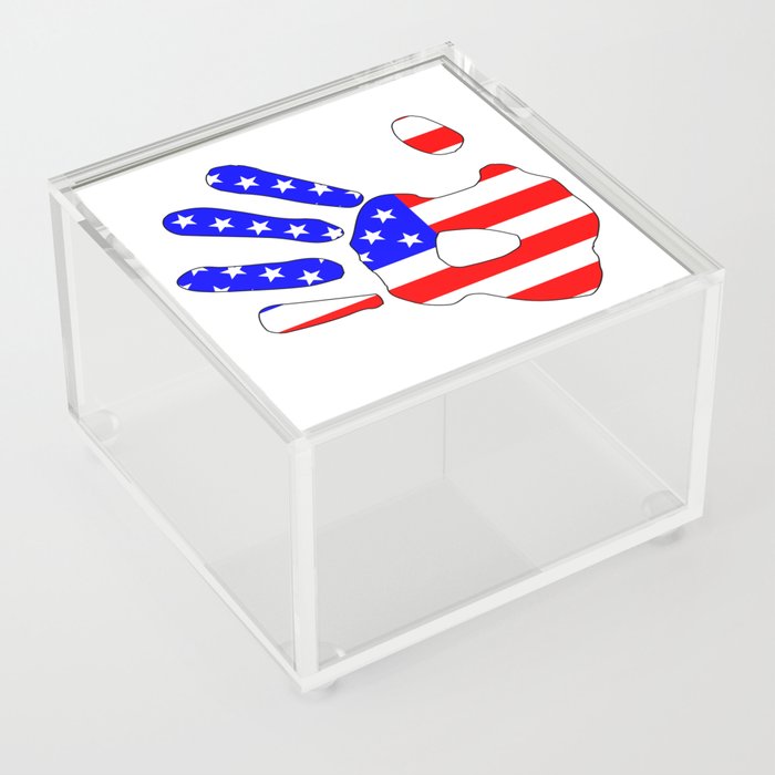 Stars And Stripes Hand Print Silhouette Acrylic Box