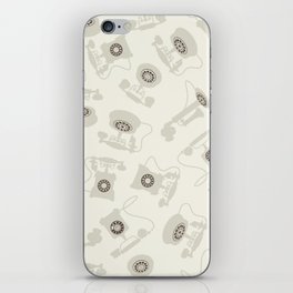 Vintage Rotary Dial Telephone Pattern on Cream  iPhone Skin