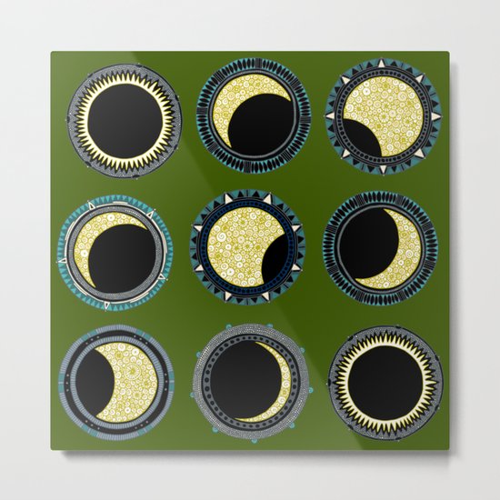 solar eclipse mandala green Metal Print