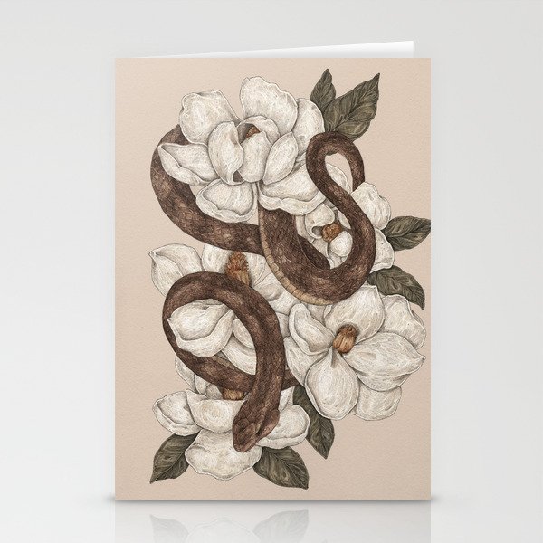 Snake and Magnolias Stationery Cards