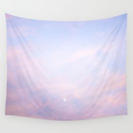 Sunset and the Moon Peeking Through the Clouds | Landscape Photography Wall Tapestry