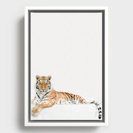 Tiger in a Bathtub, Tiger Taking a Bath, Tiger Bathing, Whimsy Animal Art Print By Synplus Framed Canvas