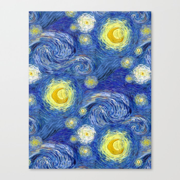 The Starry Night By Vincent Van Gogh - Seamless Reconstructed Pattern  Canvas Print