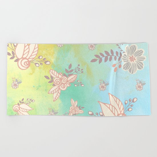 Soft flower pattern Beach Towel