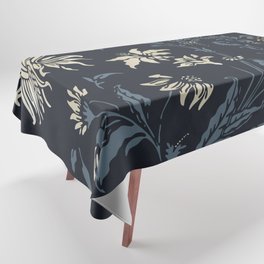 Vintage Ornamental Floral, Navy and Gold Tablecloth