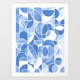 Paint Washed Modern Geometric - Cornflower Blue Art Print