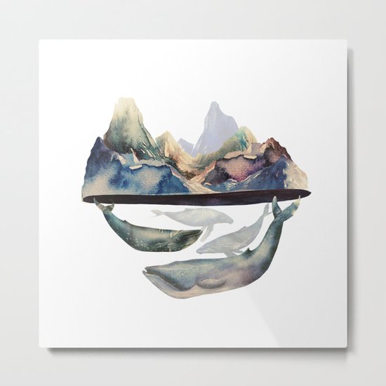 mountain and whales Metal Print