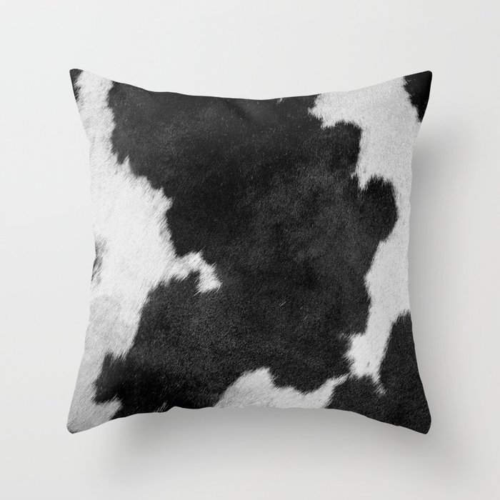 Black and White Cow Skin Print Throw Pillow