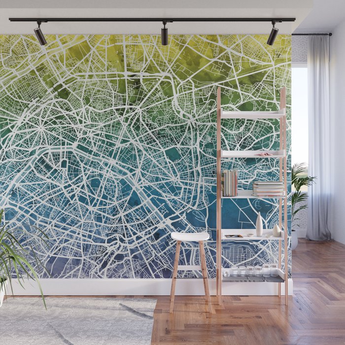 Paris France City Street Map Wall Mural By Artpause Society6