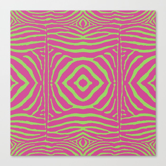 Zebra Wild Animal Print 726 Pink and Chartreuse Canvas Print