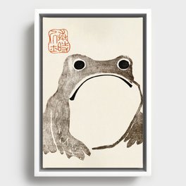 Unimpressed Frog Meika Gafu by Matsumoto Hoji 1814 - Frog Framed Canvas