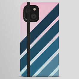 Classic Retro Stripes on Pink Blue Color Gradient iPhone Wallet Case