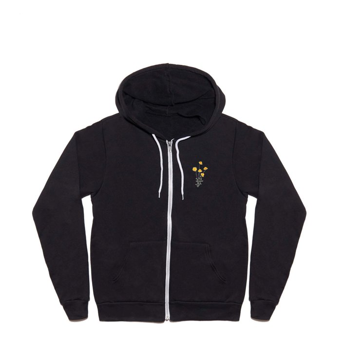 yellow Helenium Sneezeweed wateroclor  Full Zip Hoodie