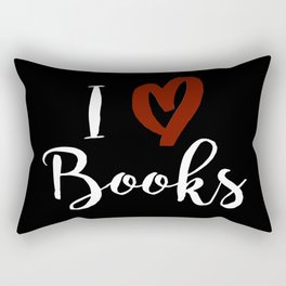 I Love Books (Black) Rectangular Pillow